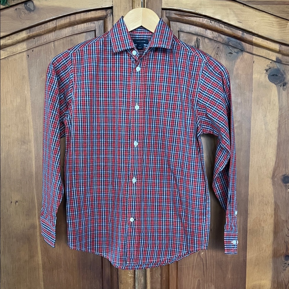 Tommy Hilfiger Red and Blue Plaid Button-Up Shirt